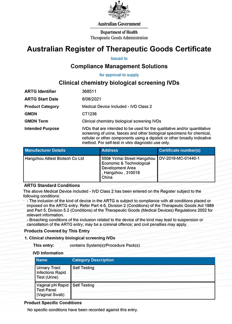 Australia TGA Certificate
